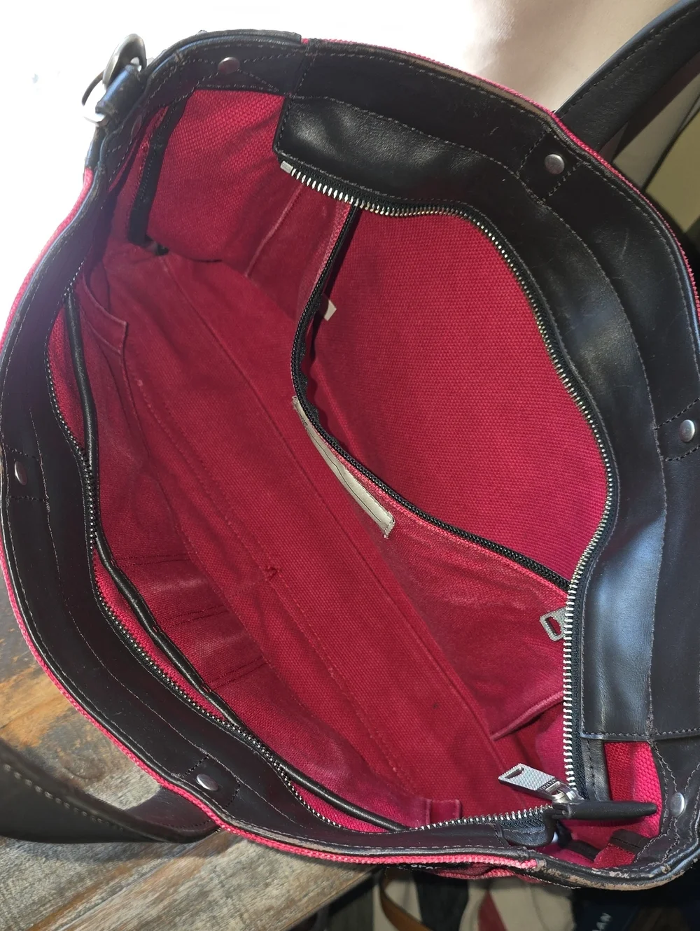 Jack Spade Red Canvas Briefcase Tote with Leather Handles
